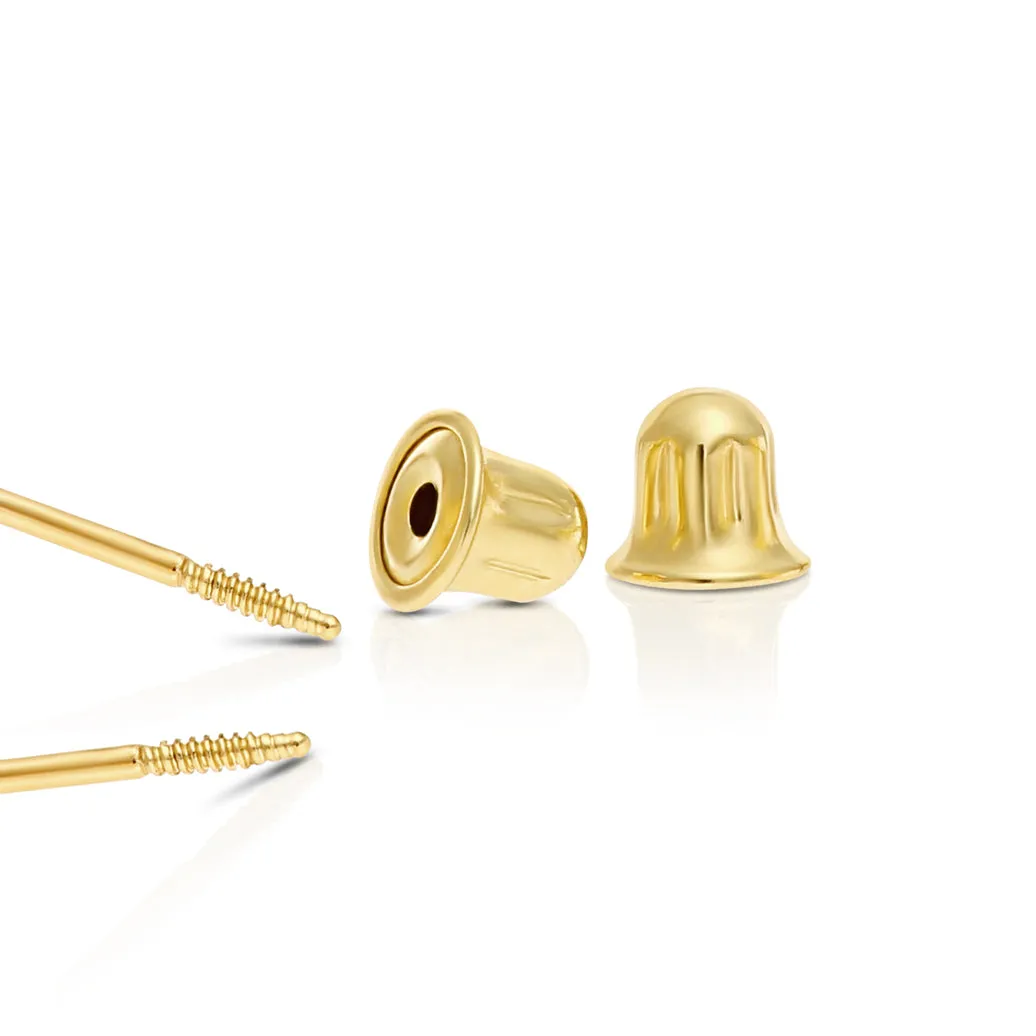 10k Yellow Gold Cross & Heart Stud Earrings with Center Stone