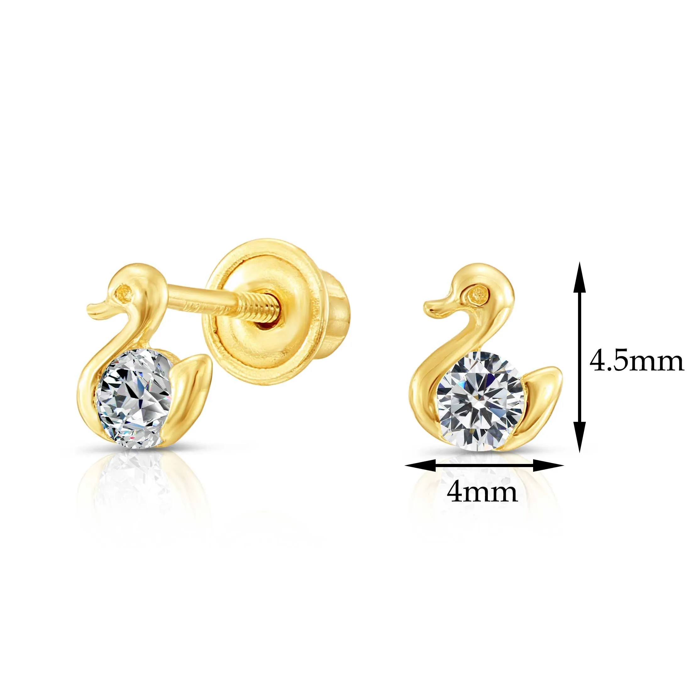 10k Yellow Gold Tiny Duck Stud Earrings
