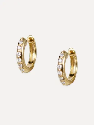 14K Polished Gold Diamond Huggies