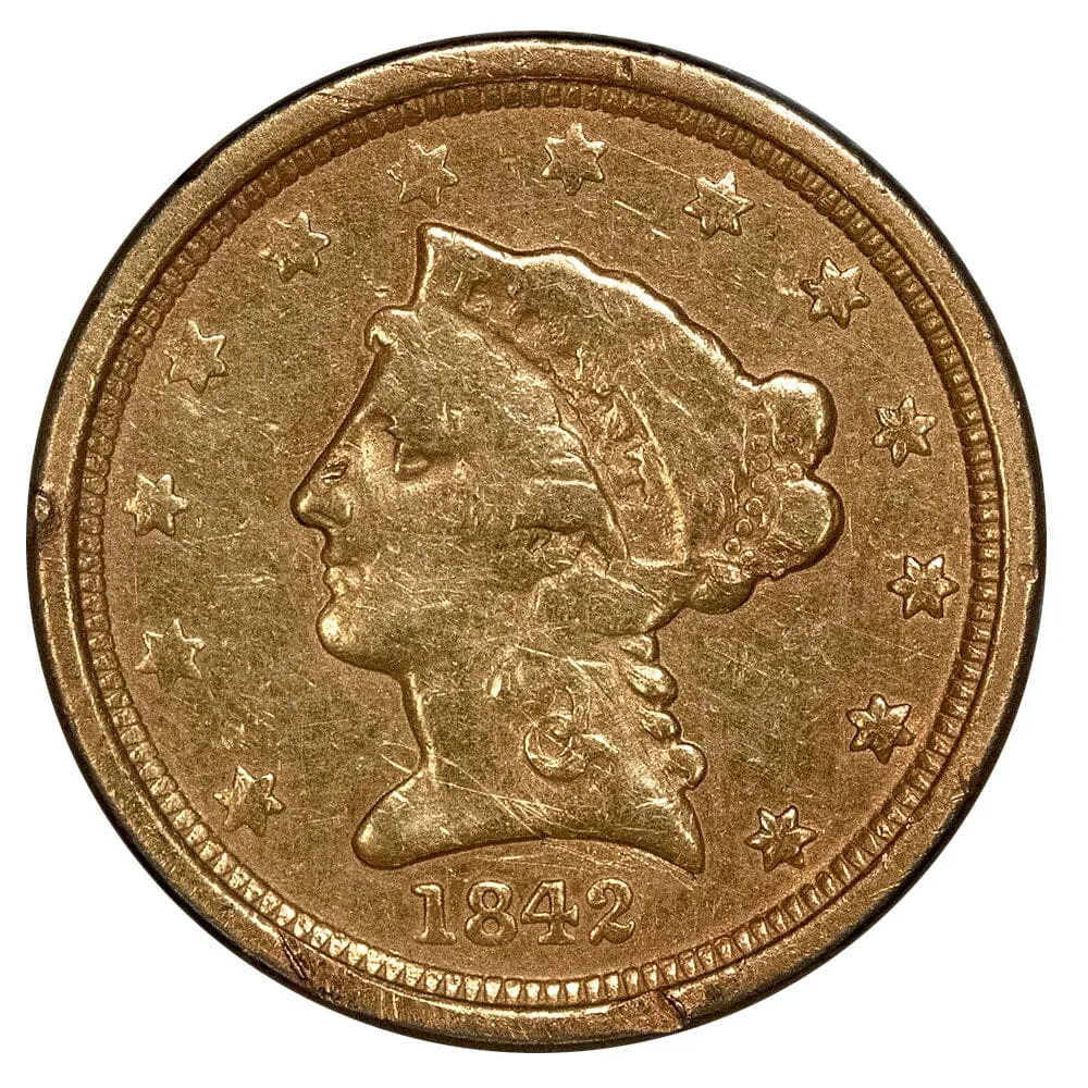 1842-O $2.5 Liberty Gold Coin - F/VF Details - Ex-Jewelry/Solder