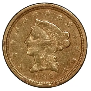 1842-O $2.5 Liberty Gold Coin - F/VF Details - Ex-Jewelry/Solder