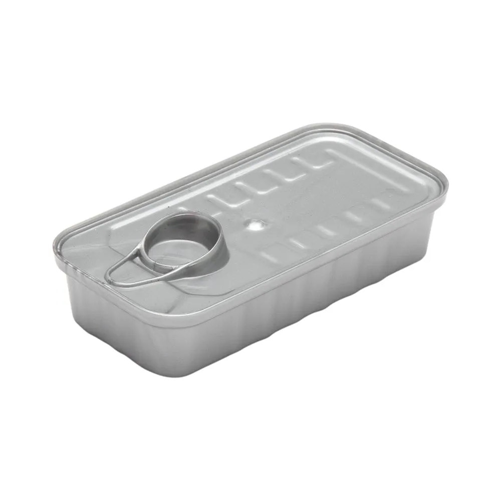 2 oz Rectangle Silver Plastic Tin Can - with Lid - 4" x 2" x 1" - 20 count box