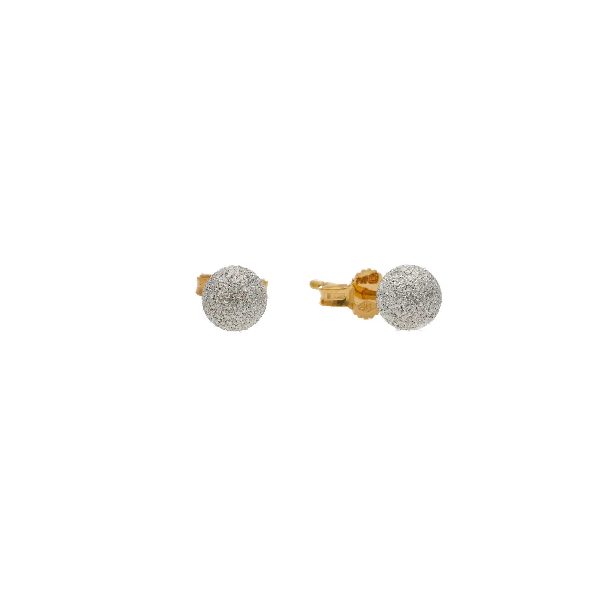 22K Multi Tone Gold Glass Blast Ball Studs