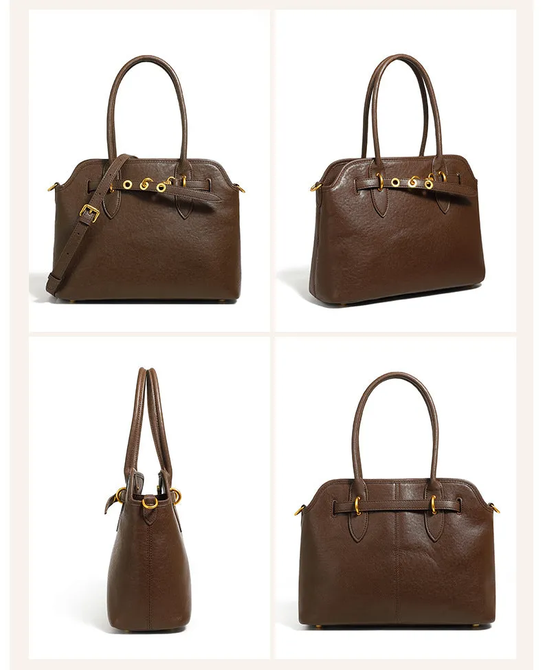 31CM leather large capacity shoulder carrying crossbody bag 2967 coffee