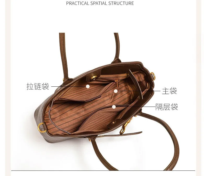 31CM leather large capacity shoulder carrying crossbody bag 2967 coffee