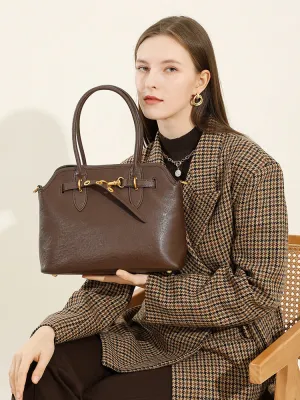 31CM leather large capacity shoulder carrying crossbody bag 2967 coffee