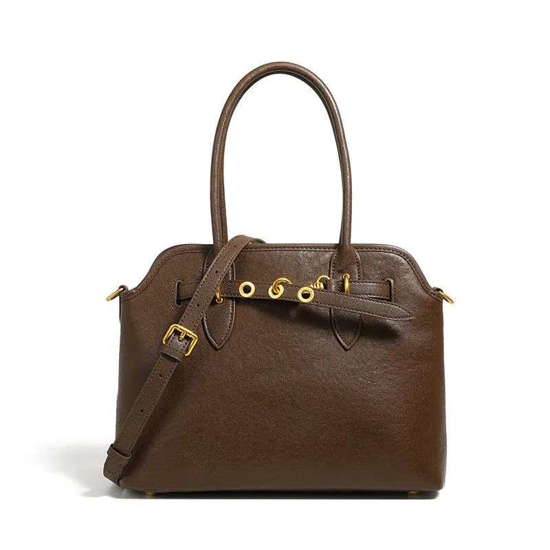 31CM leather large capacity shoulder carrying crossbody bag 2967 coffee