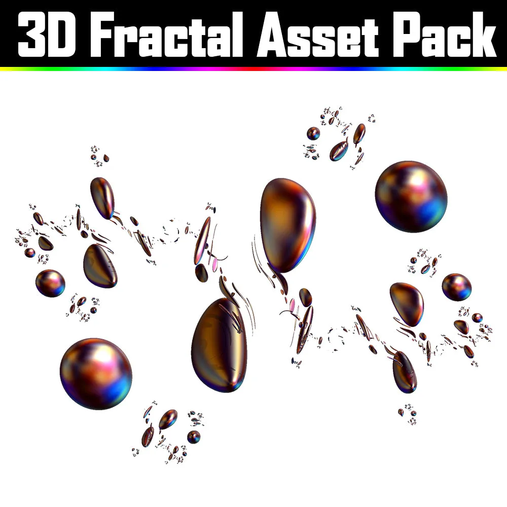 3D Fractal Asset Pack - Psychedelic Art Graphic Assets