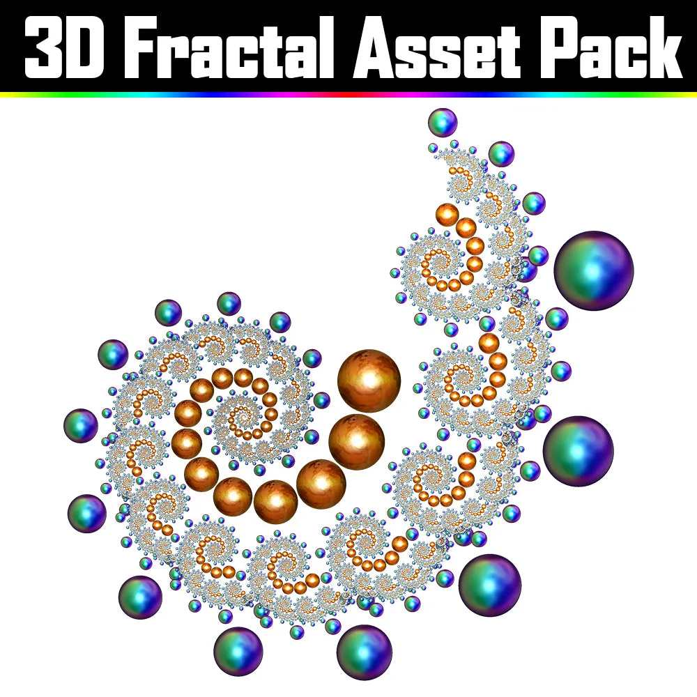 3D Fractal Asset Pack - Psychedelic Art Graphic Assets