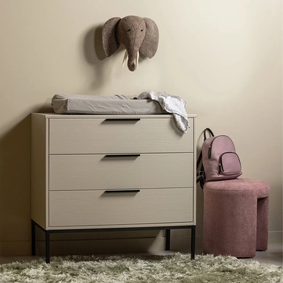 Adam Pine Wood Cabinet with Drawers