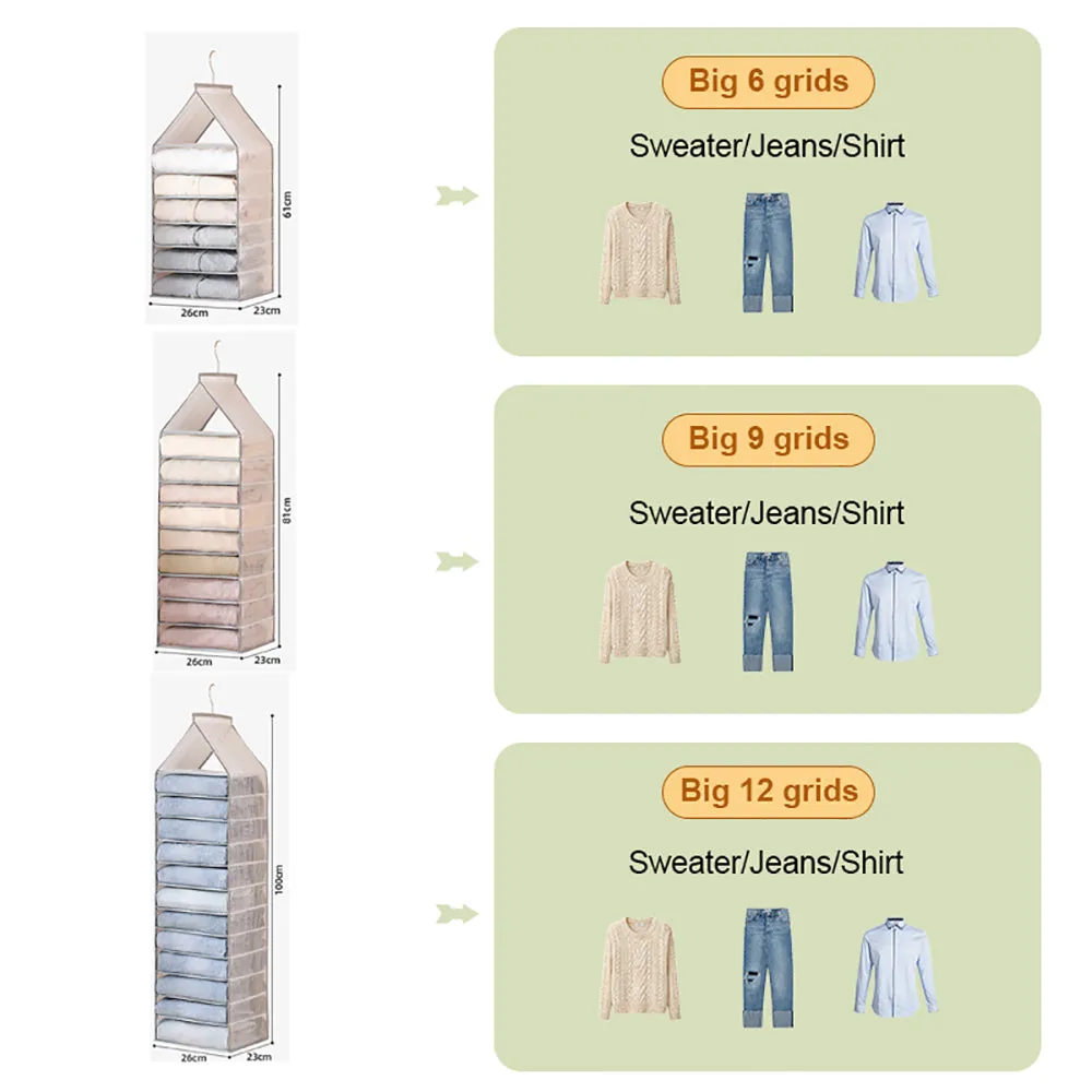 Adjustable Large Grids Wardrobe Organizer, 6-12 Compartments