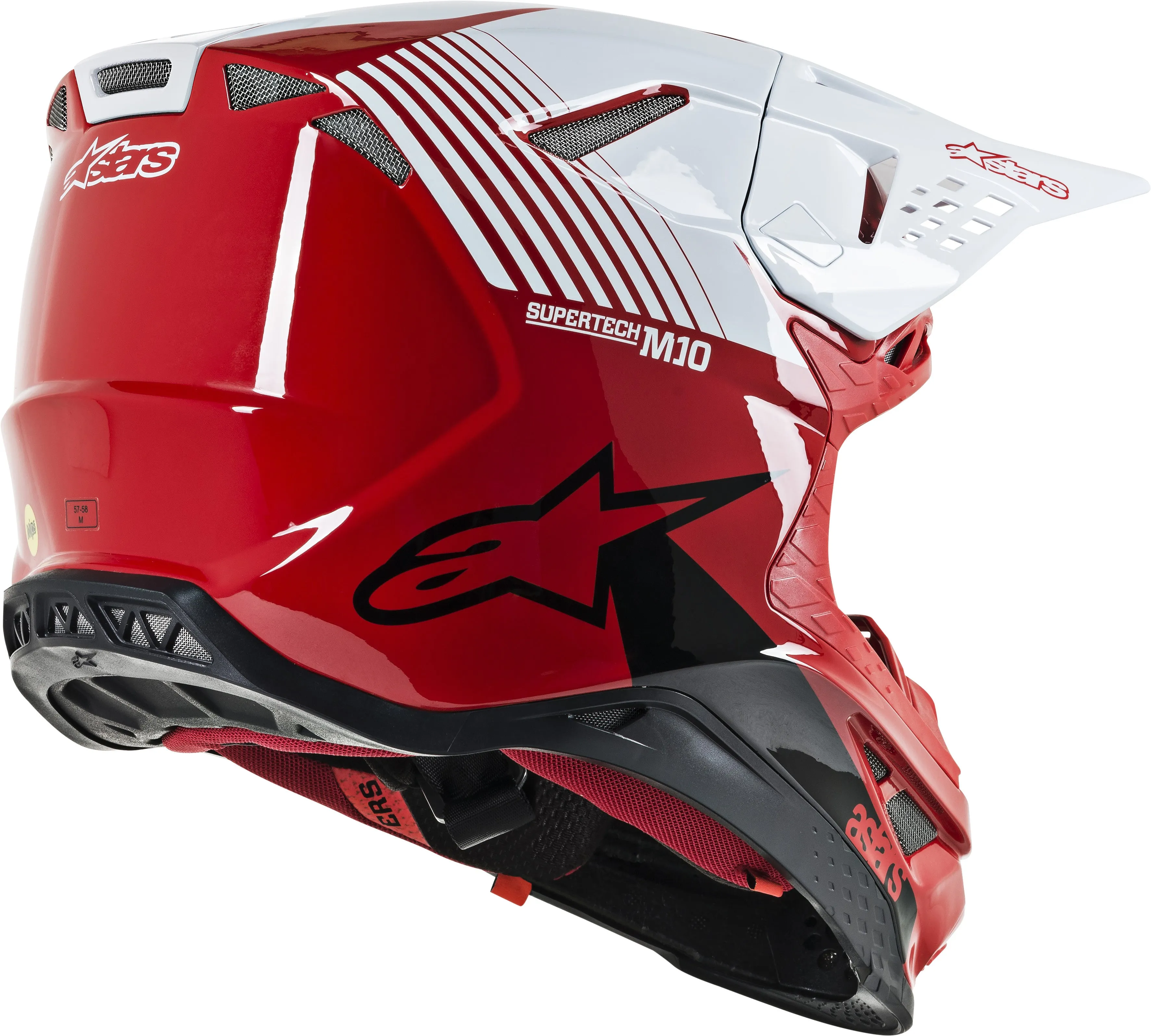 ALPINESTARS S.TECH M10 DYNO HELMET GLOSS RED/WHITE XS 8301119-3182-XS