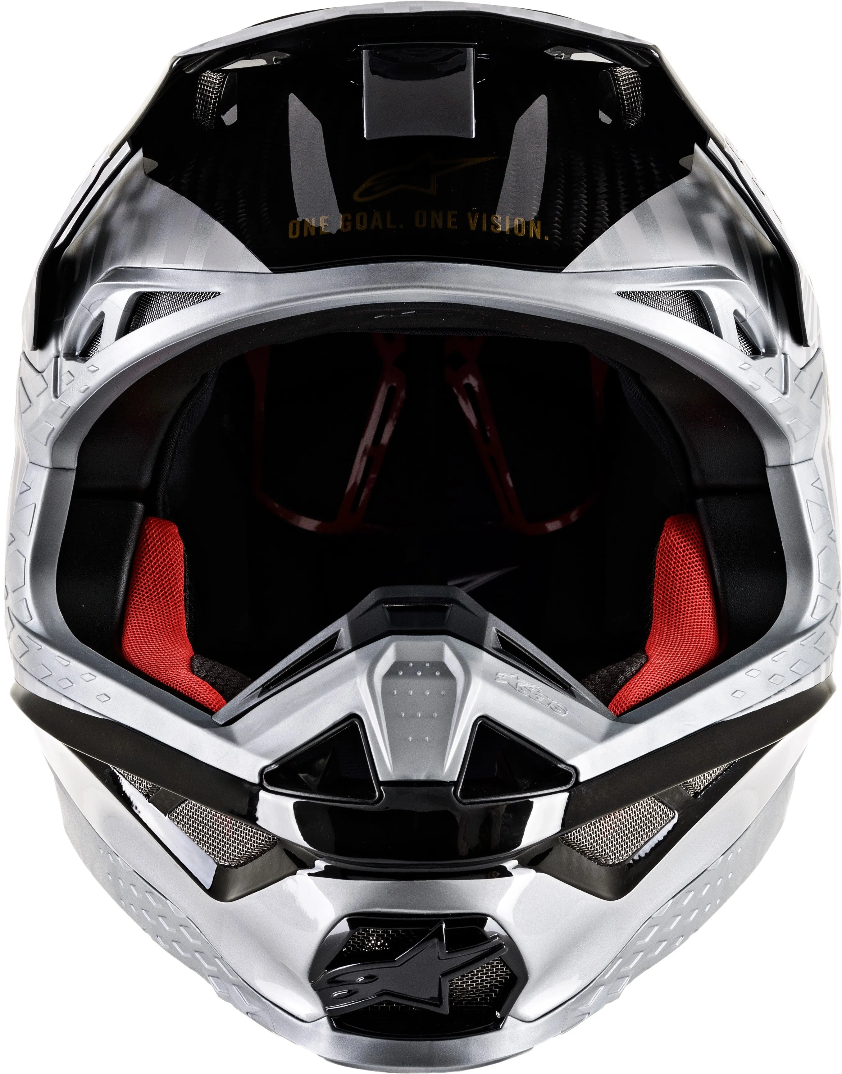 ALPINESTARS S.TECH S-M10 ALLOY HELMET SILVER/BLACK/CARBON/GOLD MD 8301720-1909-M