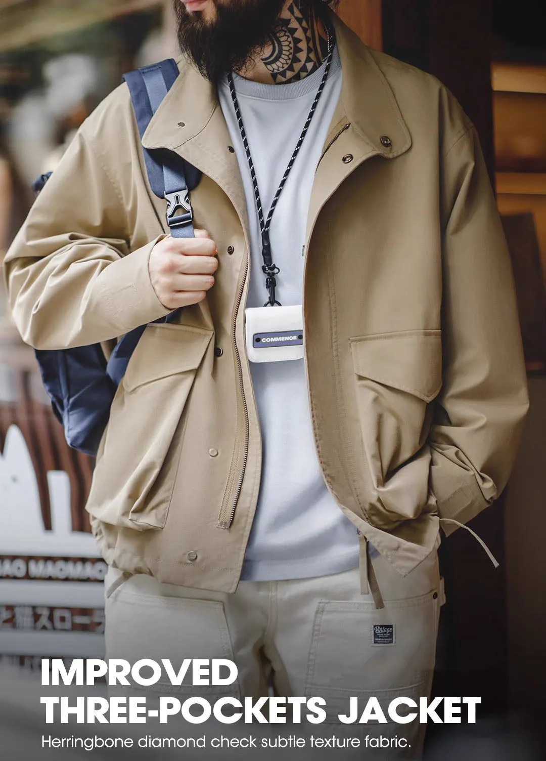 American Retro M65 Multi-Pocket Lapel Loose Men's Jacket