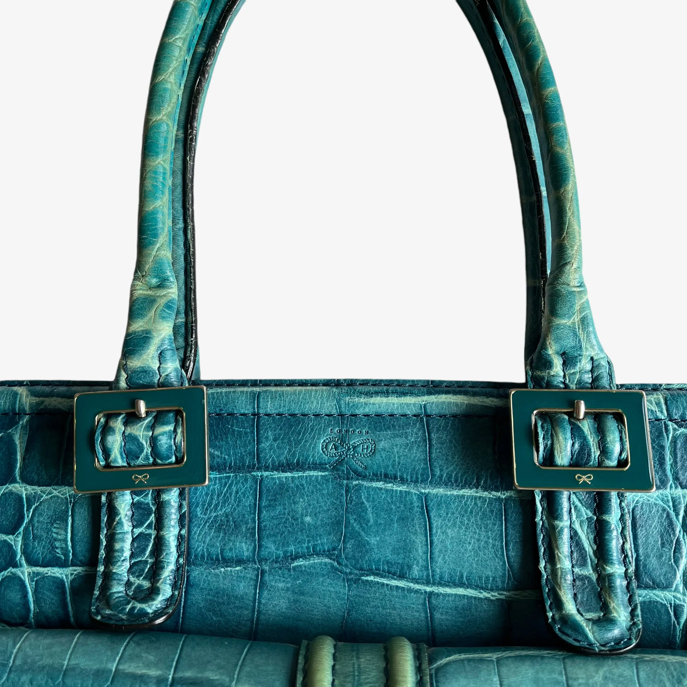Anya Hindmarch Croc Embossed Leather Shoulder Bag