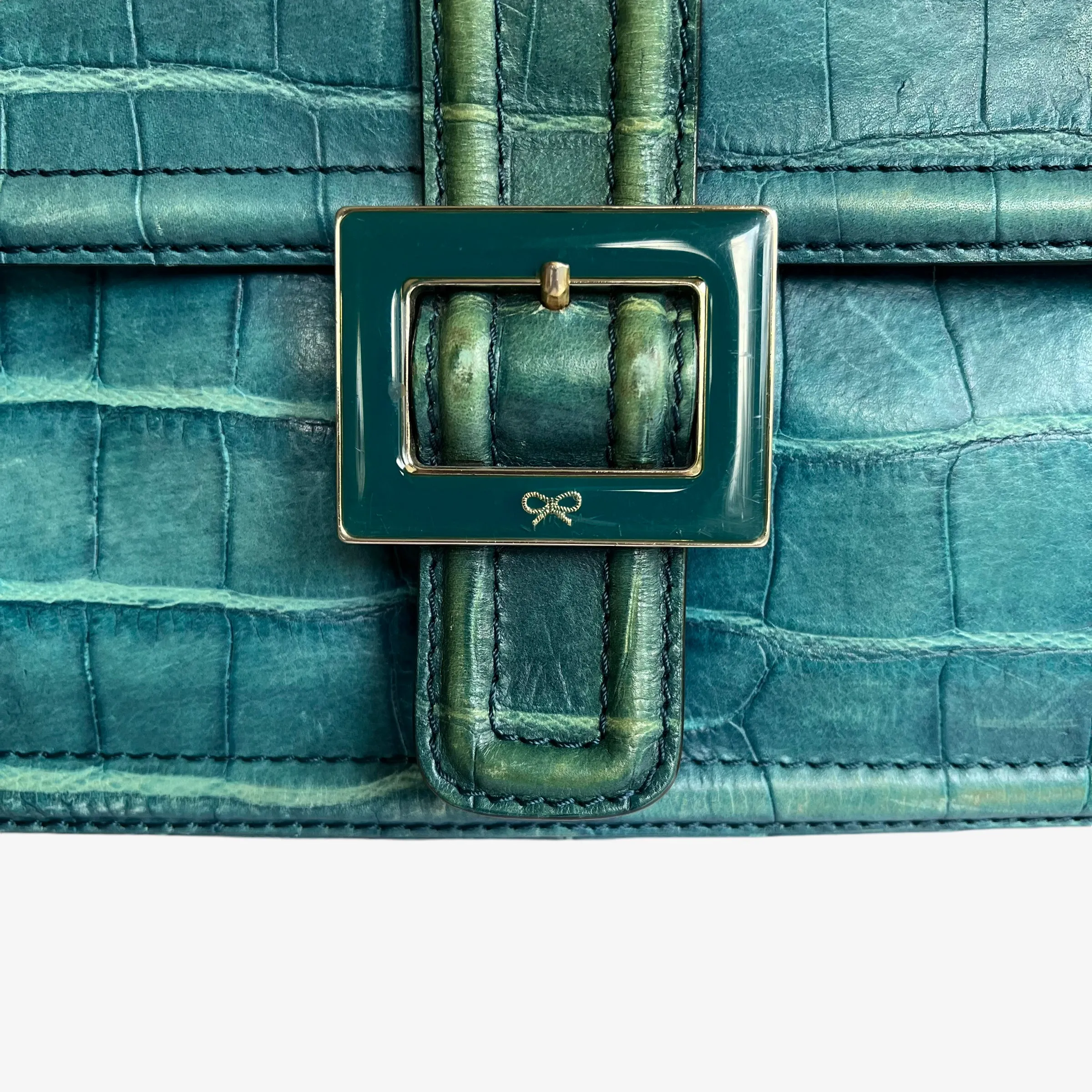Anya Hindmarch Croc Embossed Leather Shoulder Bag
