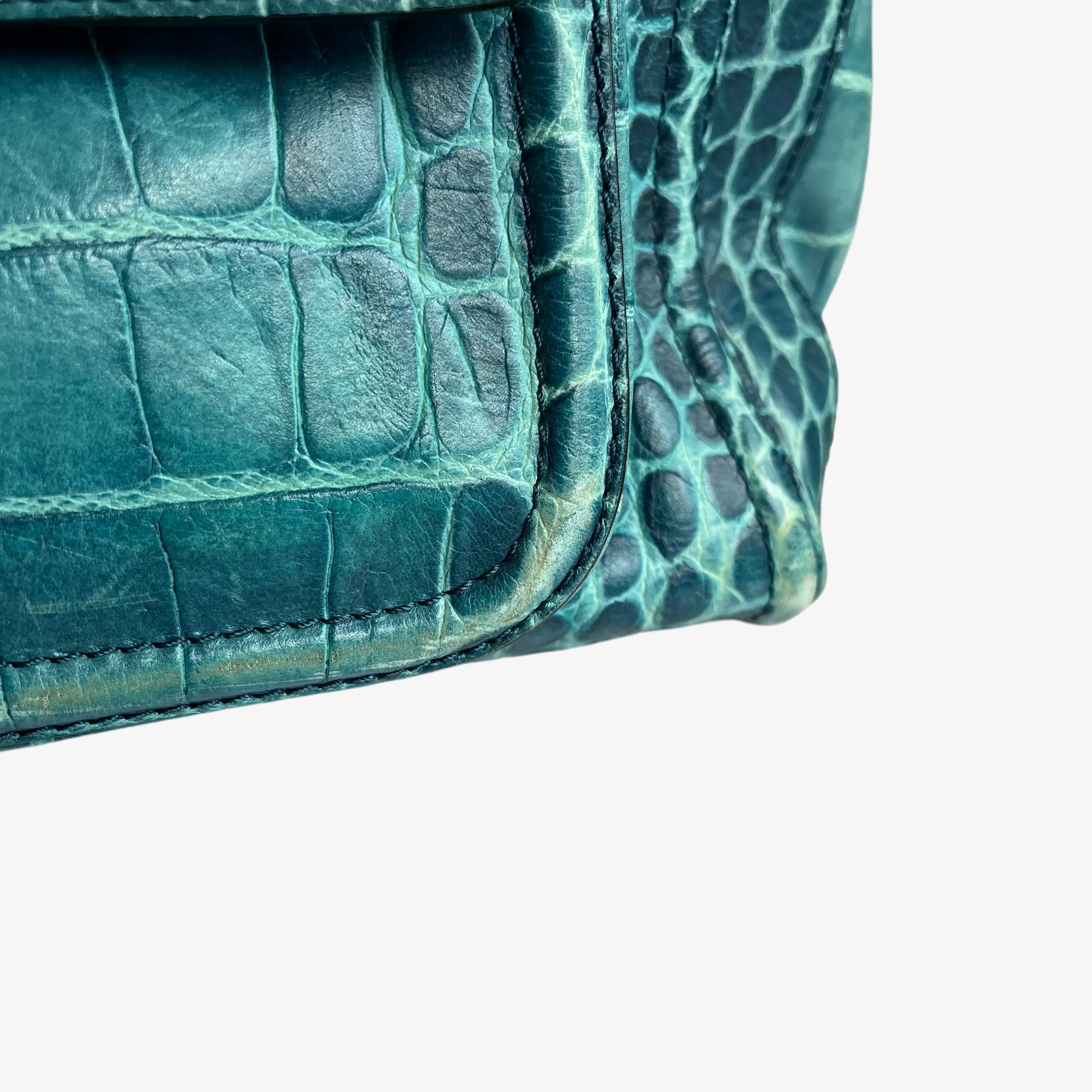 Anya Hindmarch Croc Embossed Leather Shoulder Bag