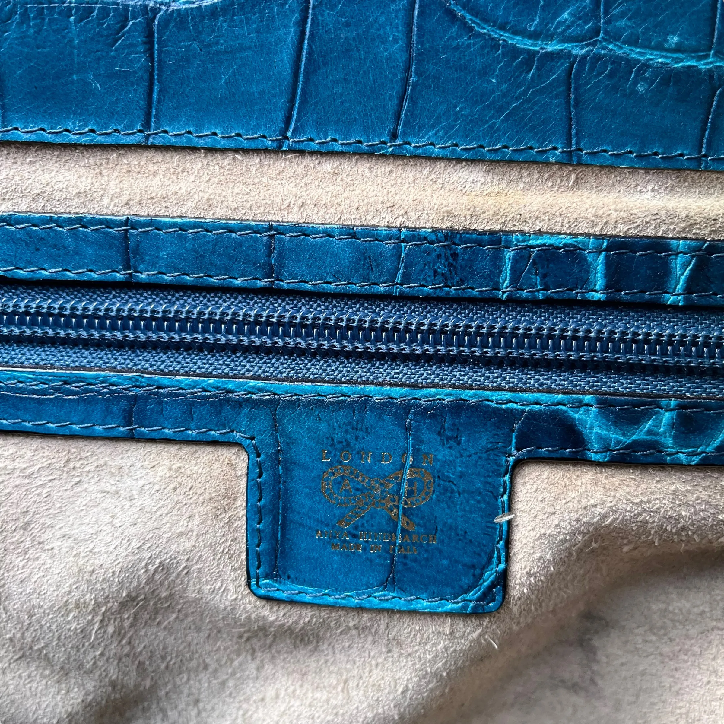 Anya Hindmarch Croc Embossed Leather Shoulder Bag