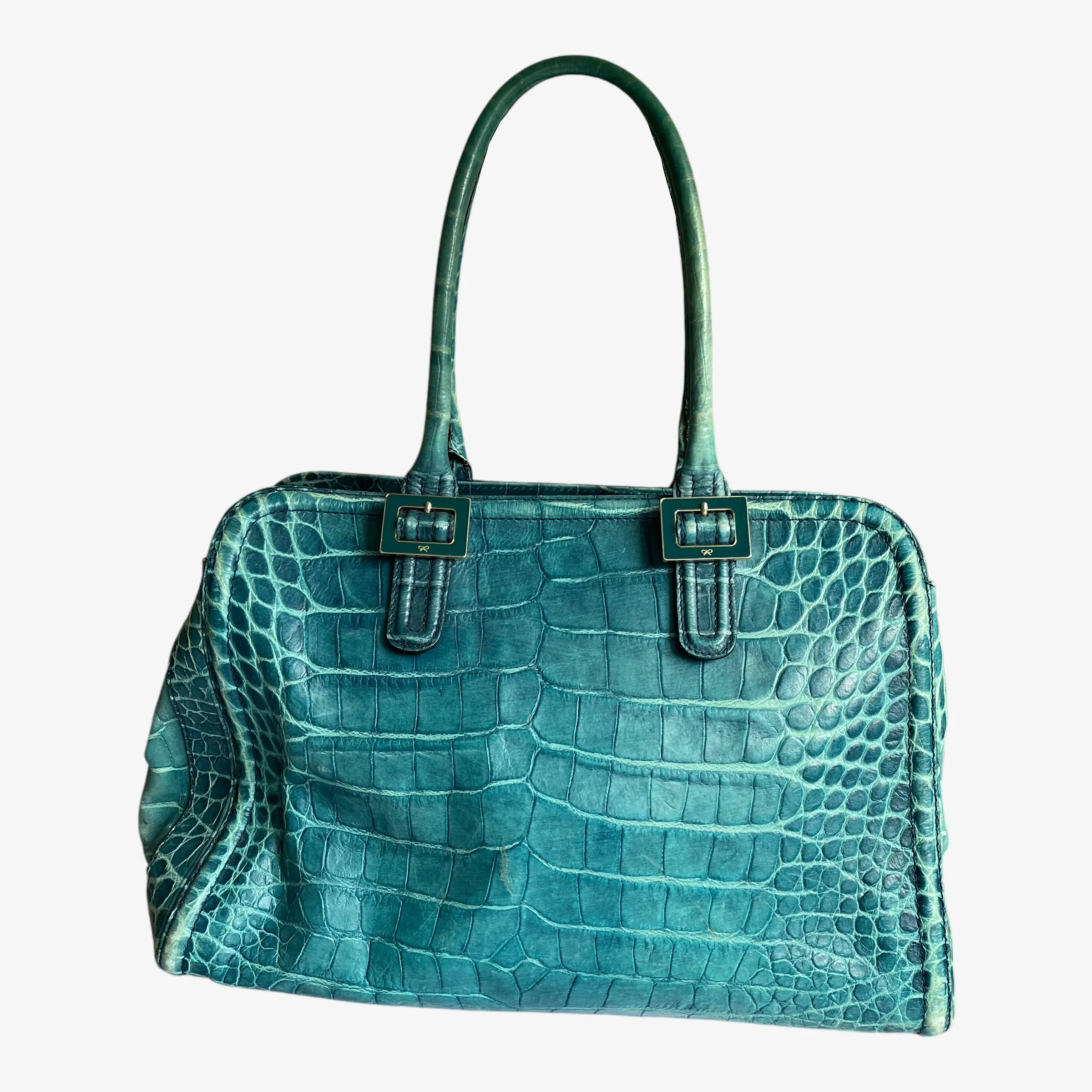 Anya Hindmarch Croc Embossed Leather Shoulder Bag