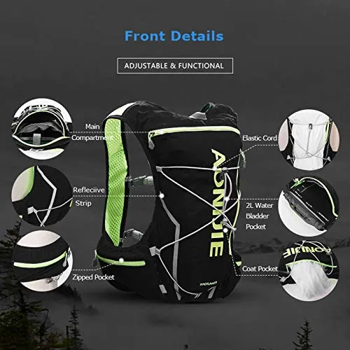 AONIJIE 10L Waterproof Running Hydration Backpack Lightweight Outdoor Sports Bag Hydration Pack Vest Backpack Rucksack for Marathon, Cycling, Riding, Running, Hiking