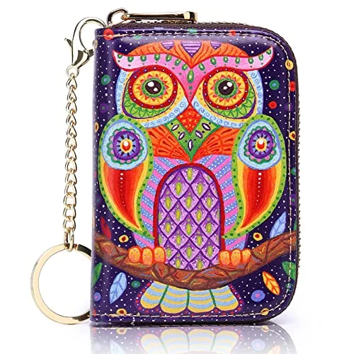 APHISON RFID Credit Card Holder Wallets for Women Leather Cartoon Patterns Zipper Card Case for Ladies Girls / Gift Box 006