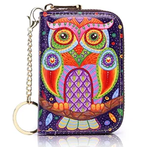 APHISON RFID Credit Card Holder Wallets for Women Leather Cartoon Patterns Zipper Card Case for Ladies Girls / Gift Box 006