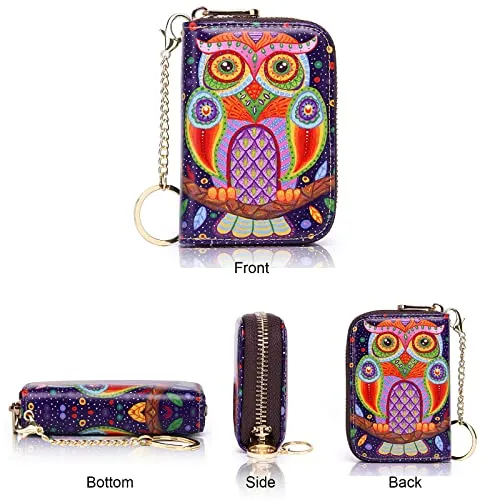 APHISON RFID Credit Card Holder Wallets for Women Leather Cartoon Patterns Zipper Card Case for Ladies Girls / Gift Box 006