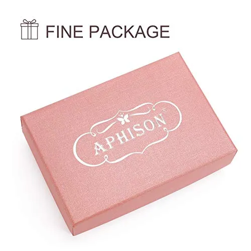 APHISON RFID Credit Card Holder Wallets for Women Leather Cartoon Patterns Zipper Card Case for Ladies Girls / Gift Box 006