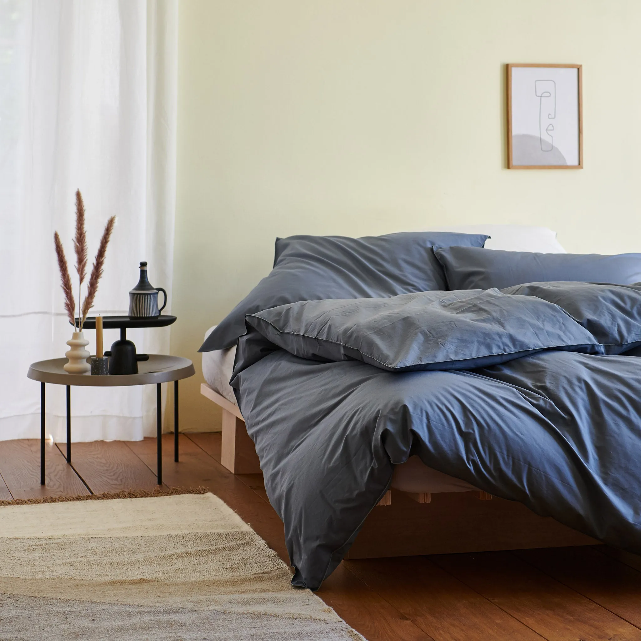 Areias Percale Bed Linen [Dark grey blue/Light grey blue]