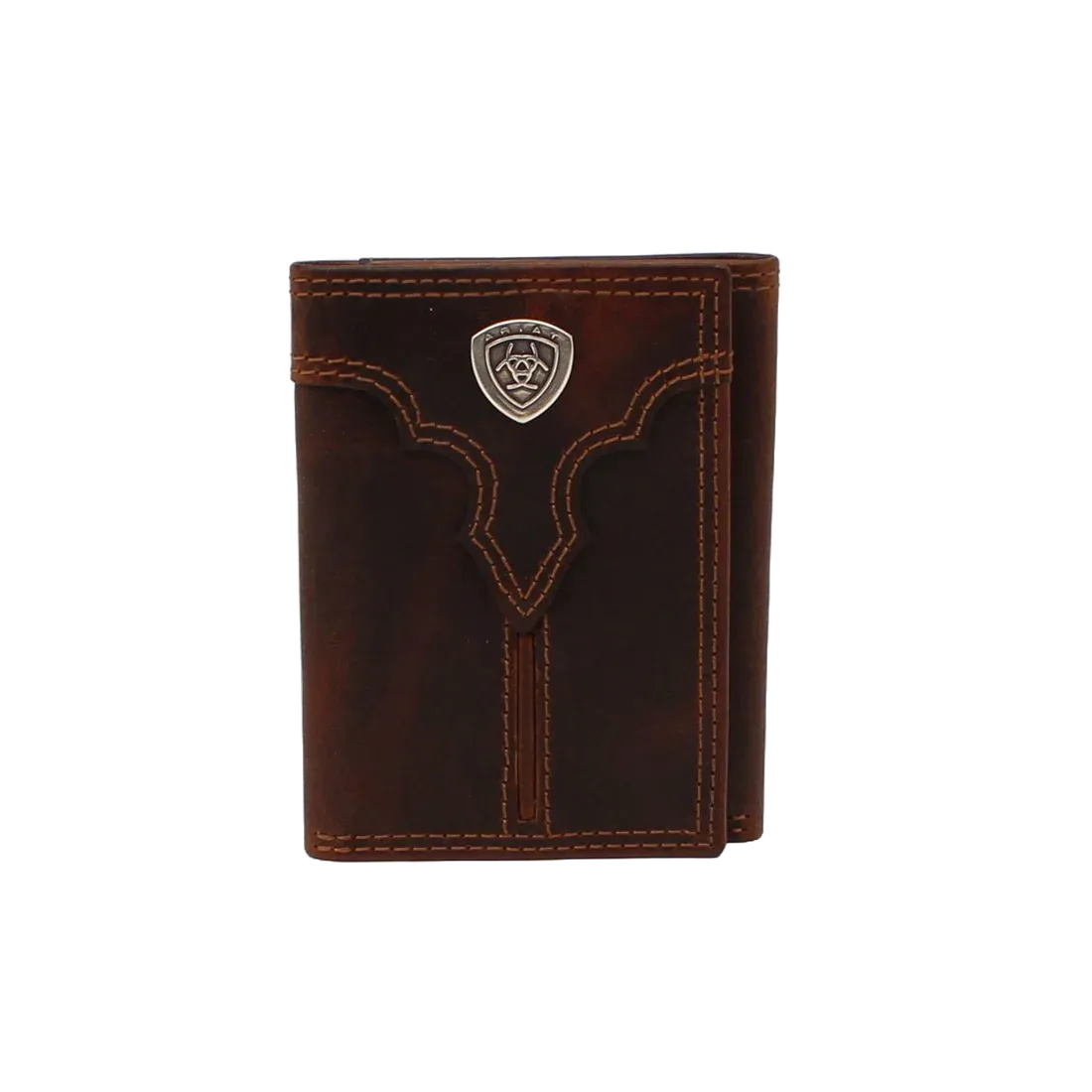 ARIAT Men's Brown Leather Tri-Fold Wallet