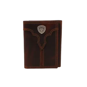 ARIAT Men's Brown Leather Tri-Fold Wallet