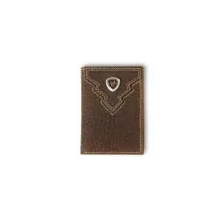 Ariat Overlay Shield Brown Rowdy Trifold Wallet