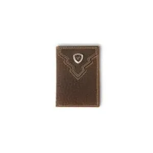 Ariat Overlay Shield Brown Rowdy Trifold Wallet