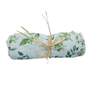 Baby Blanket - Muslin  - Green Leaves/ Cream