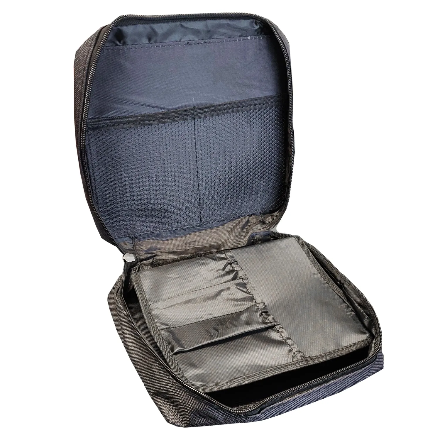 Bags - Fabric Cosmetic Storage Bag with Removable Compartments - Black- print area 21.2cm x 18.1cm