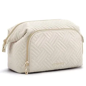 BAGSMART Travel Makeup Bag, Cosmetic Bag Make Up Organizer Case,Large Wide-open Pouch for Women Purse for Toiletries Accessories Brushes Purple