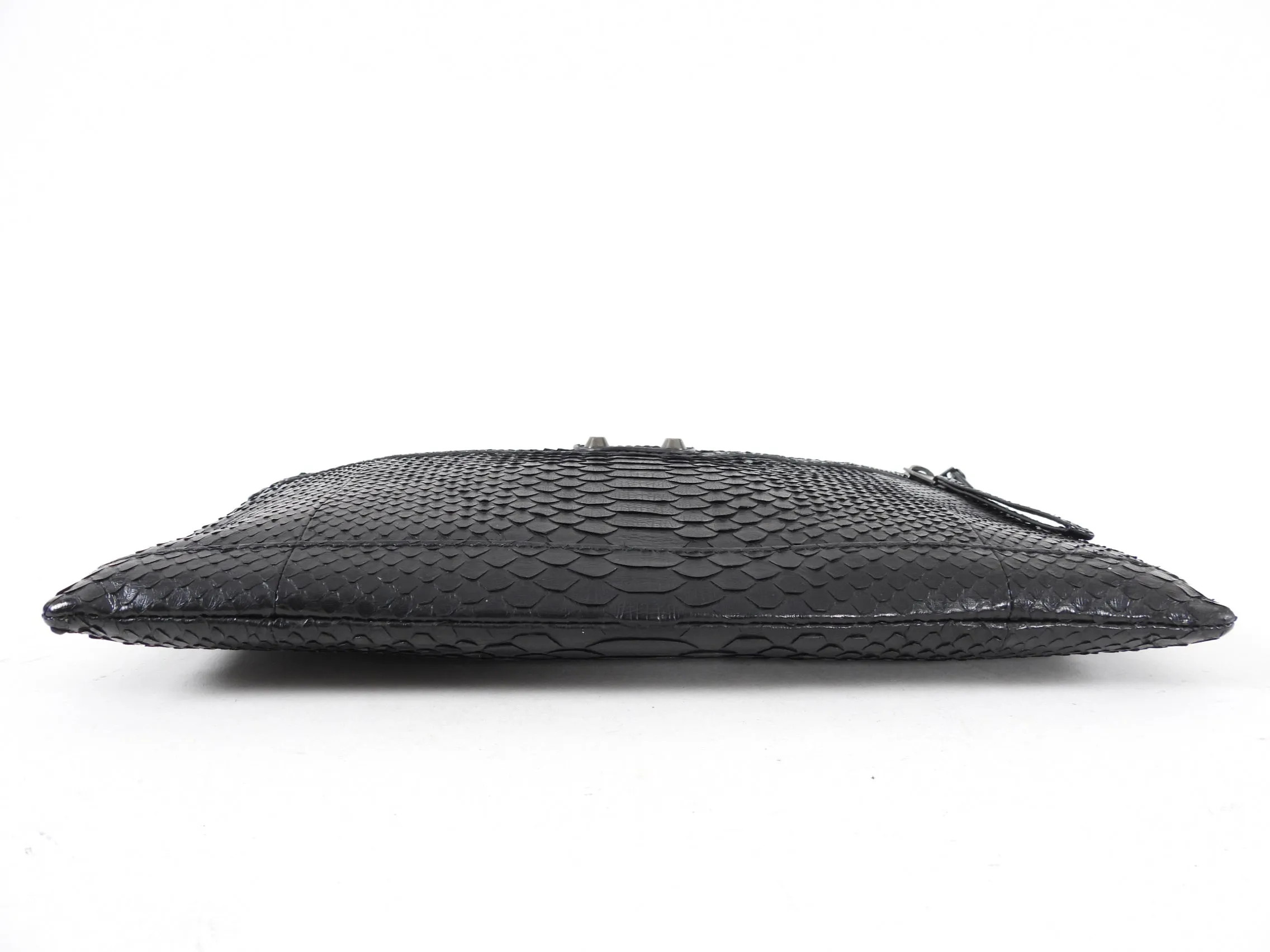 Balenciaga Black Python Arena Classic Clutch Bag