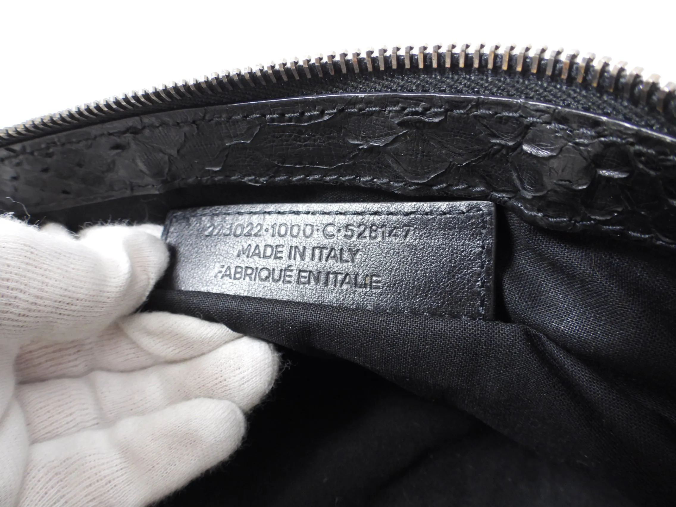 Balenciaga Black Python Arena Classic Clutch Bag