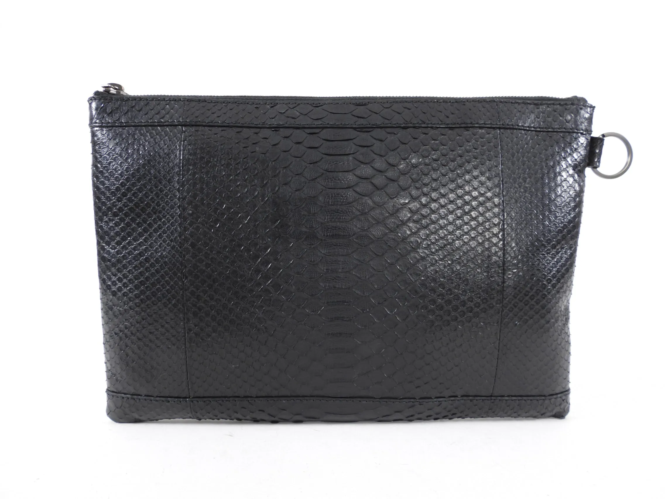 Balenciaga Black Python Arena Classic Clutch Bag