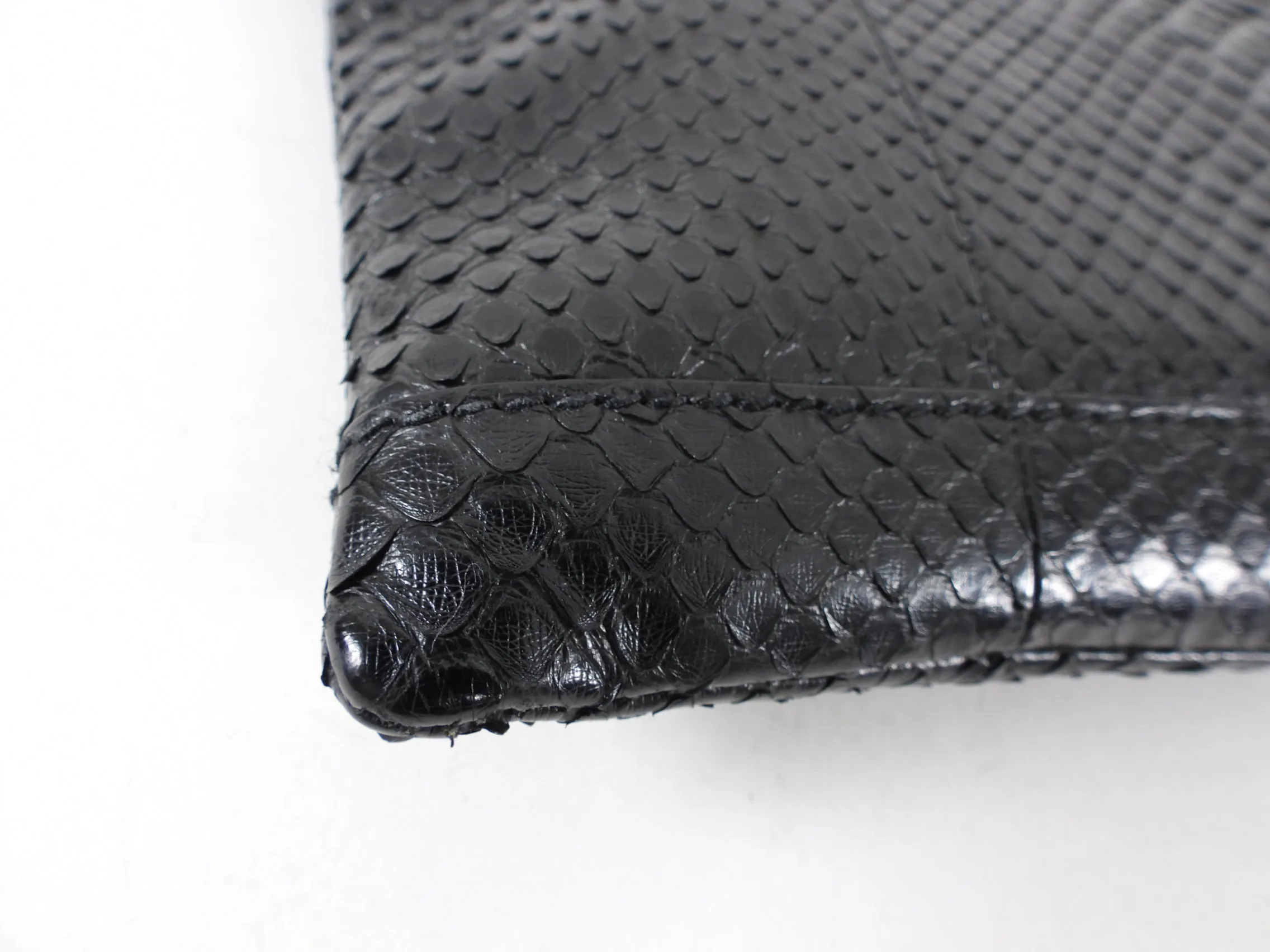 Balenciaga Black Python Arena Classic Clutch Bag