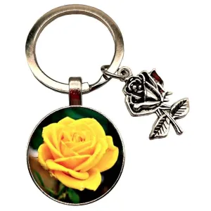 Bassin and Brown Rose Key Ring - Yellow