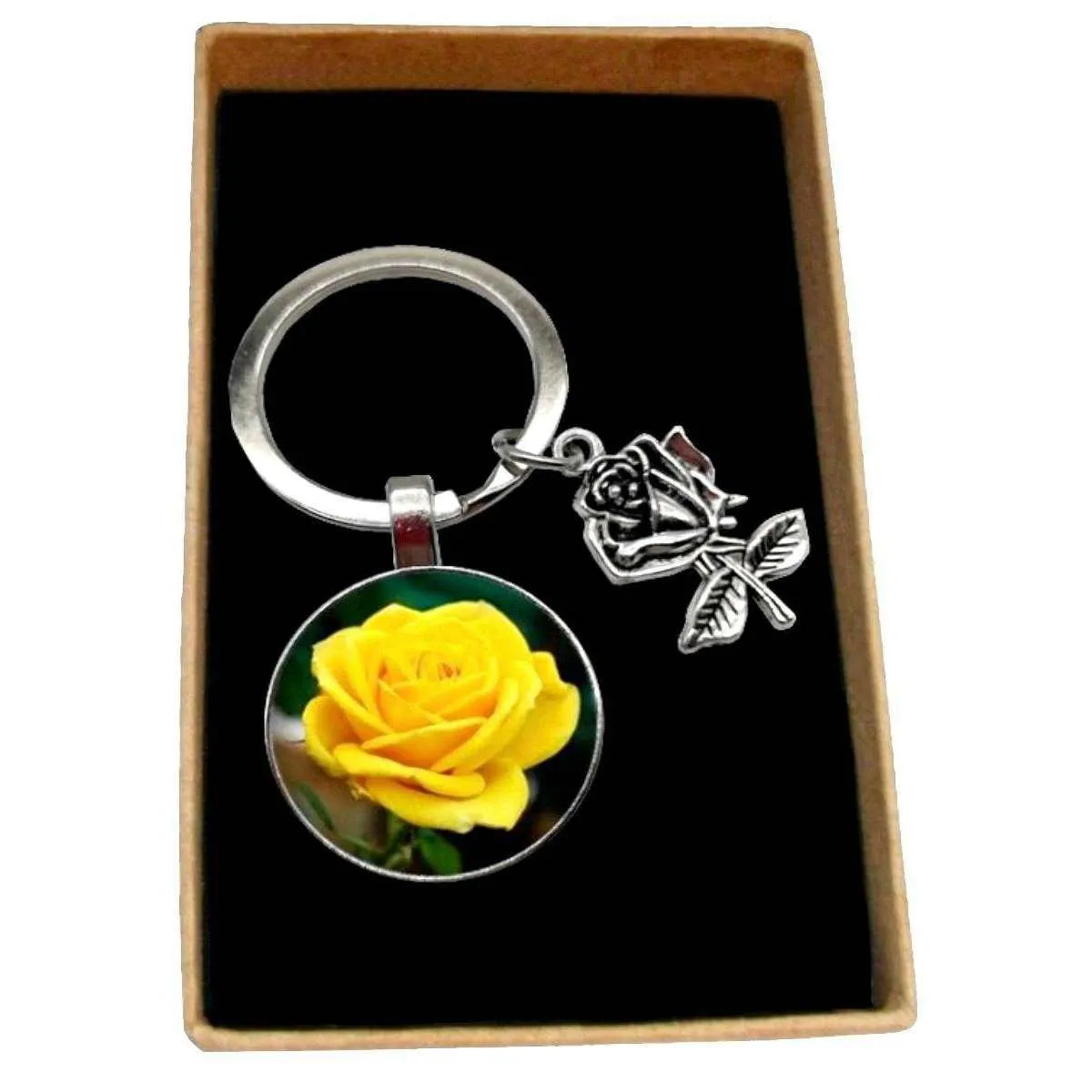 Bassin and Brown Rose Key Ring - Yellow