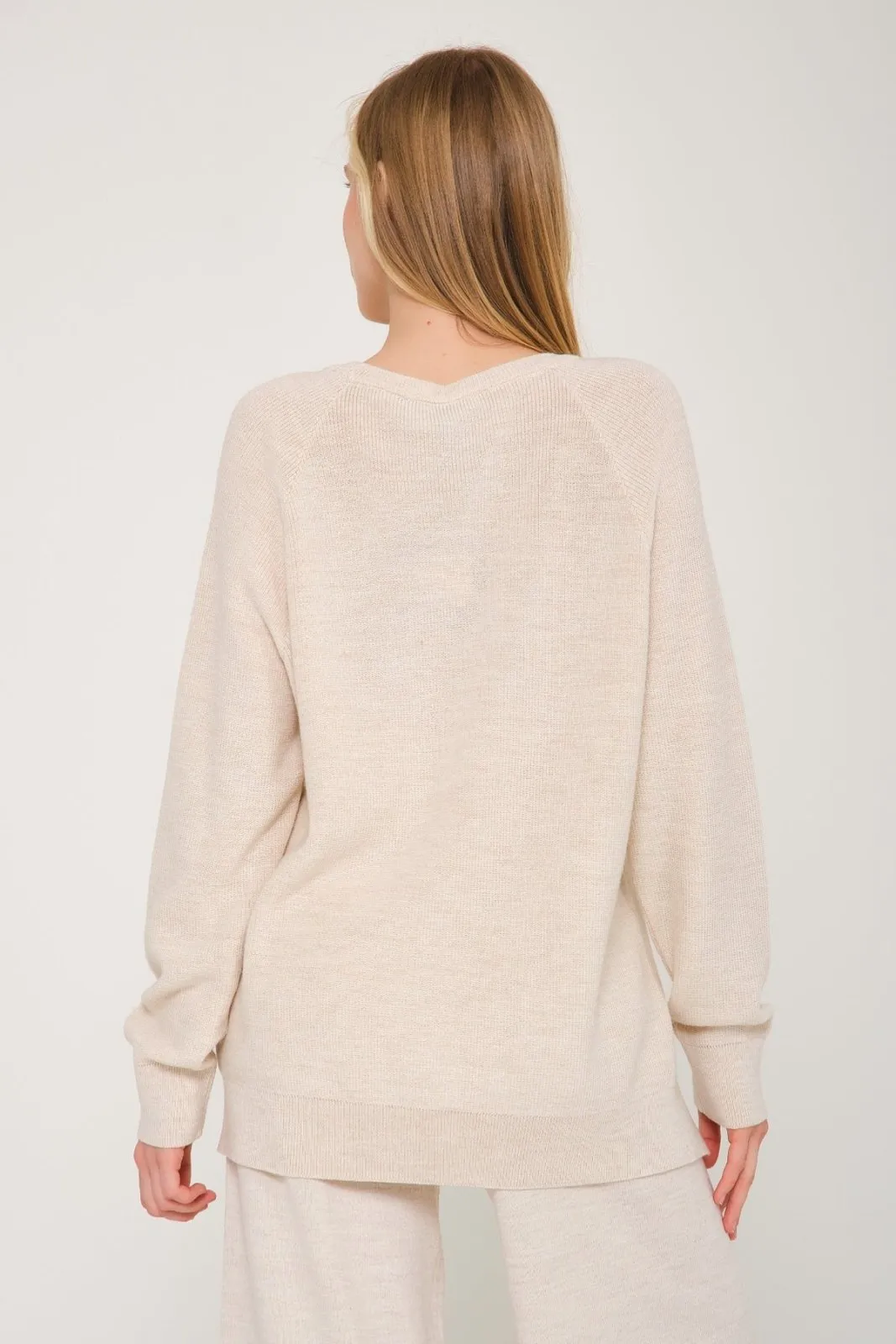 Beige Knit Sweater & Pants Set