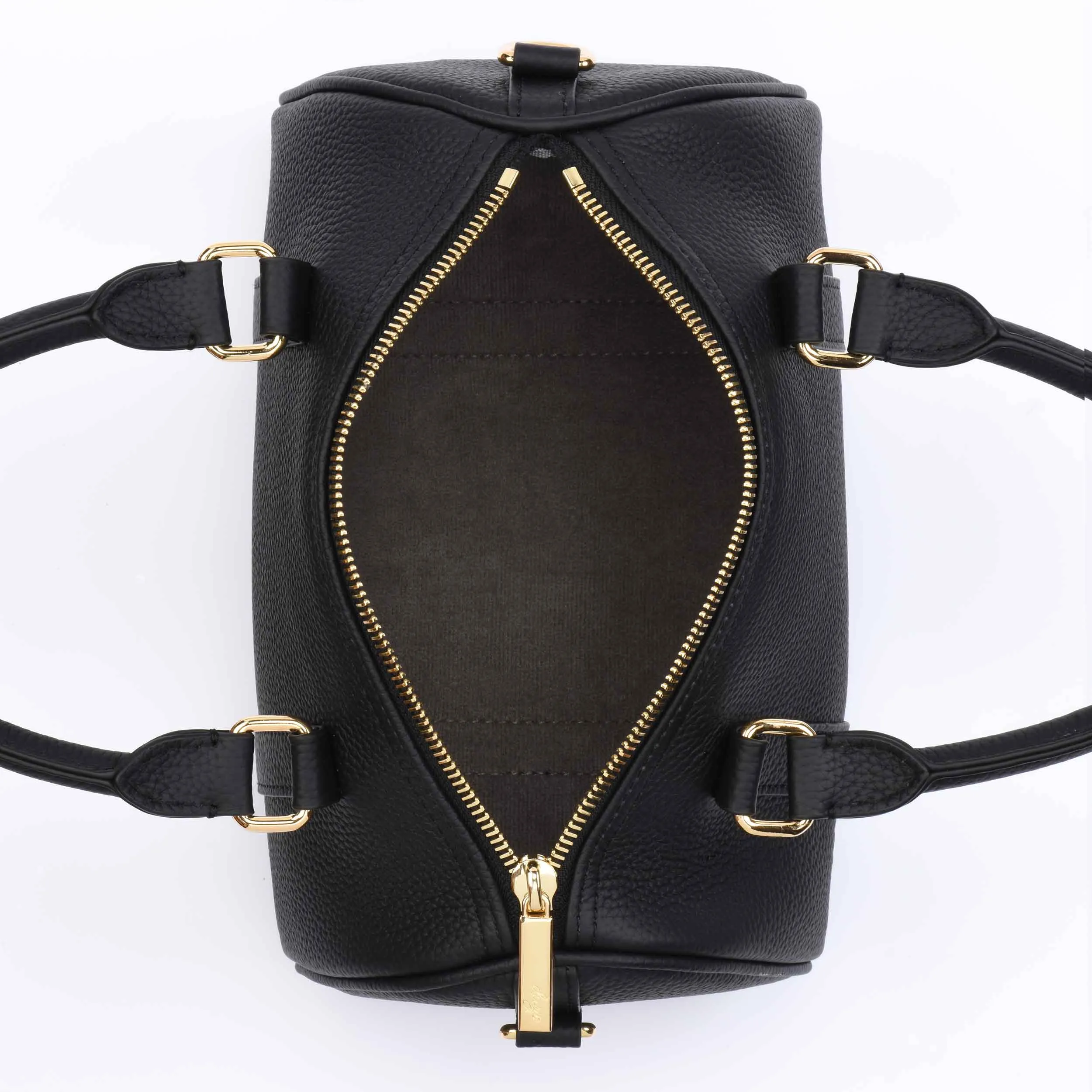 Black Grained leather  - Mini Boston bag