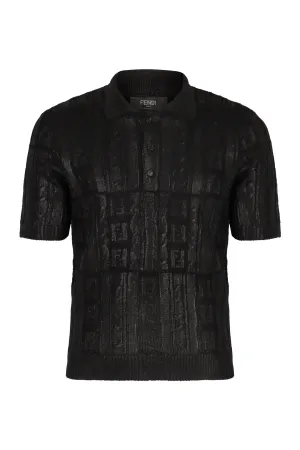 BLACK WOOL POLO