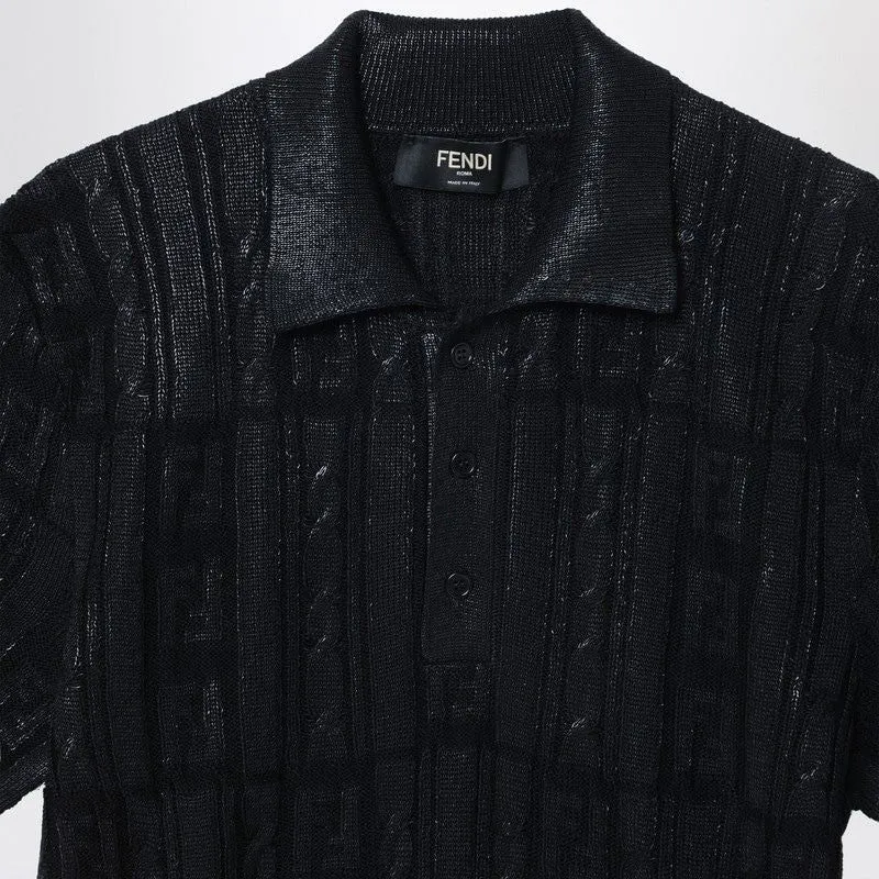 BLACK WOOL POLO