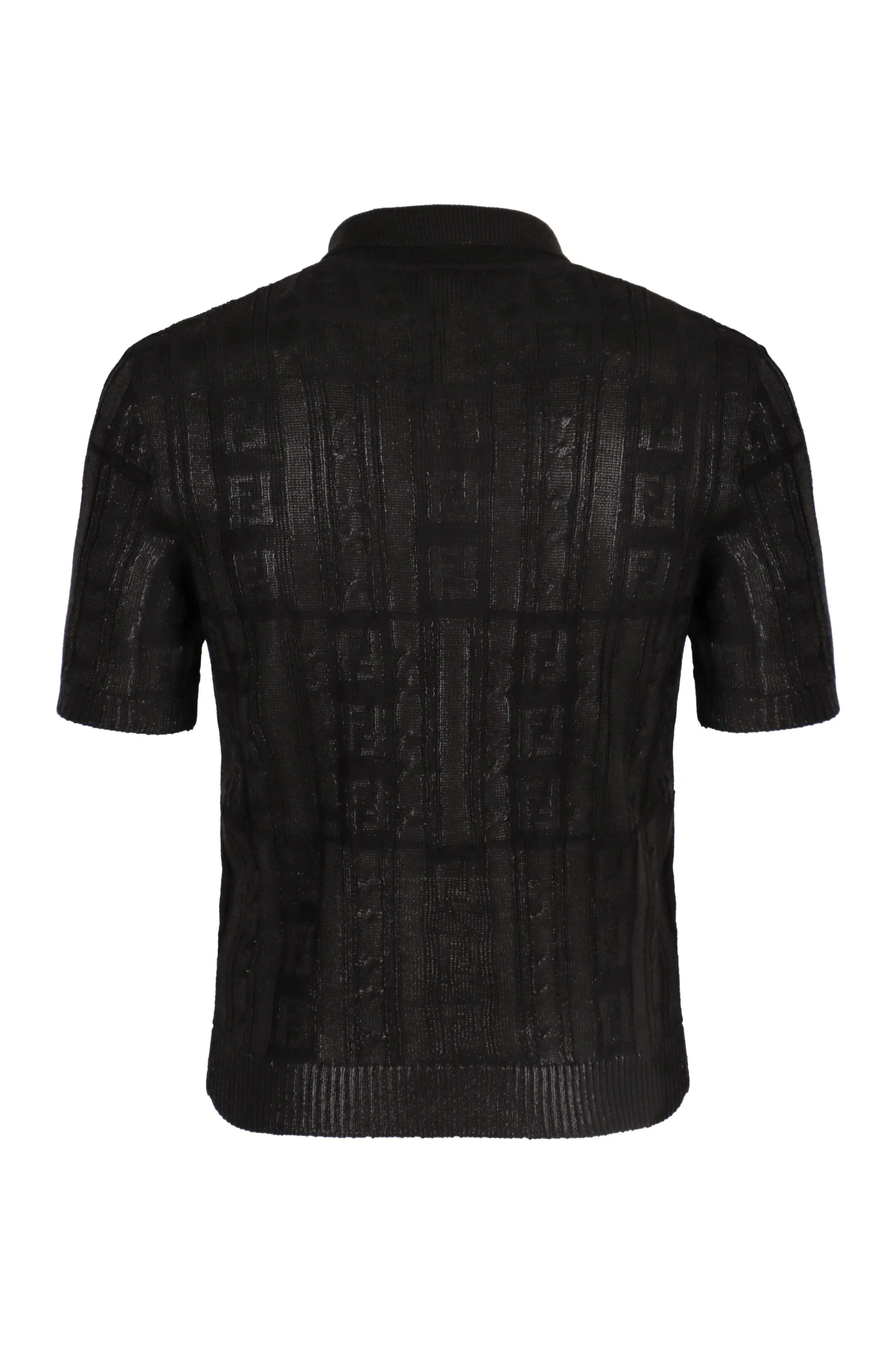 BLACK WOOL POLO