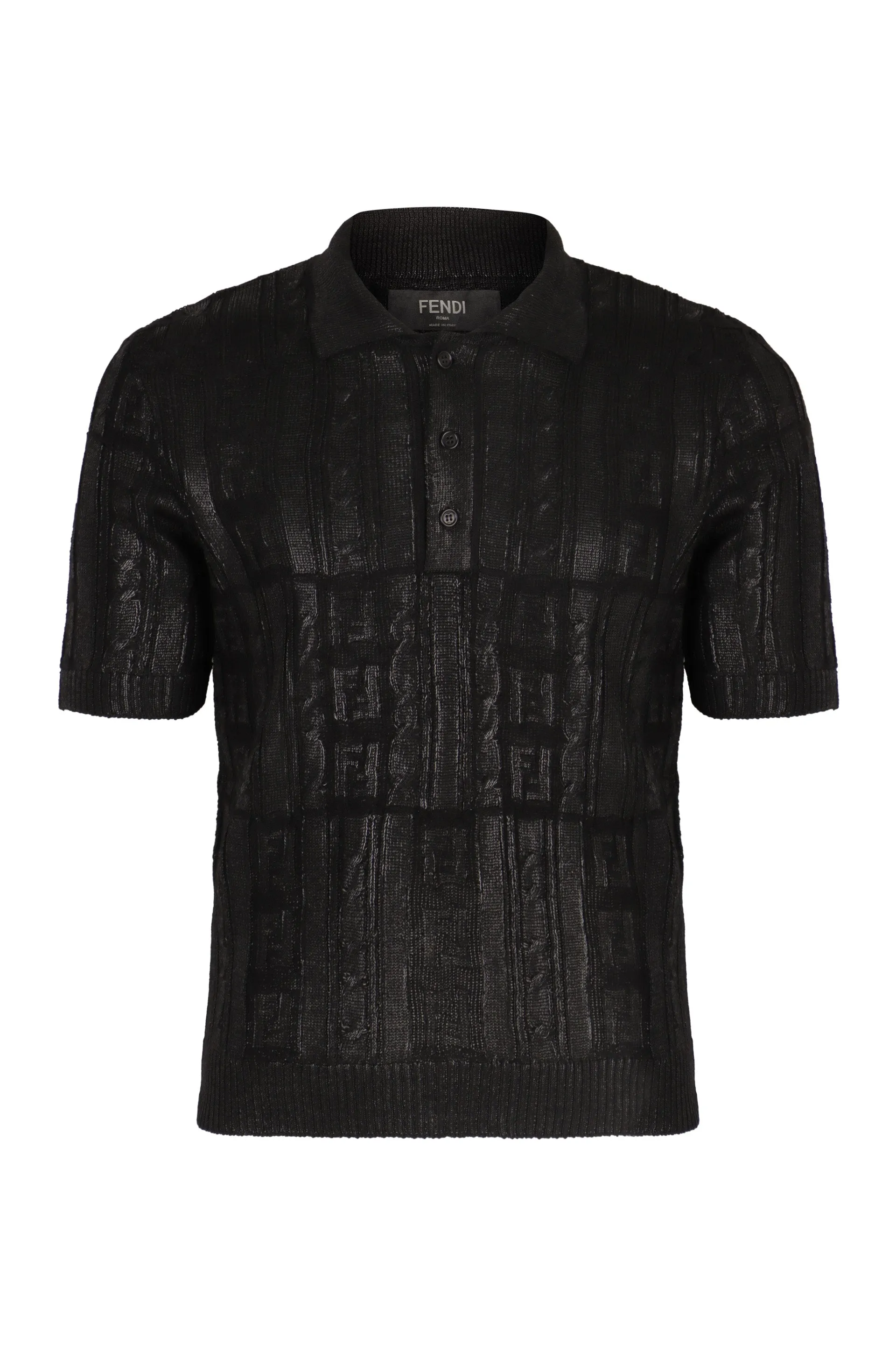 BLACK WOOL POLO