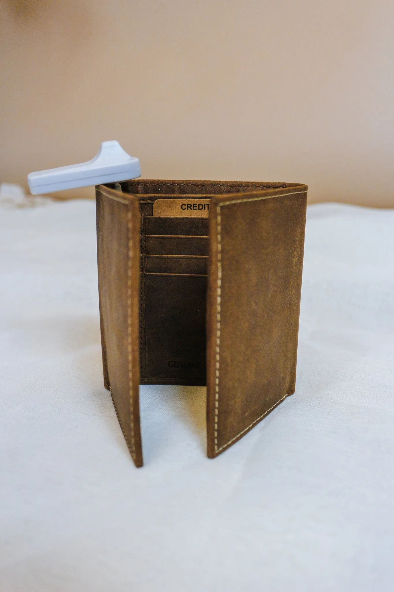 Brown Leather Trifold Wallet