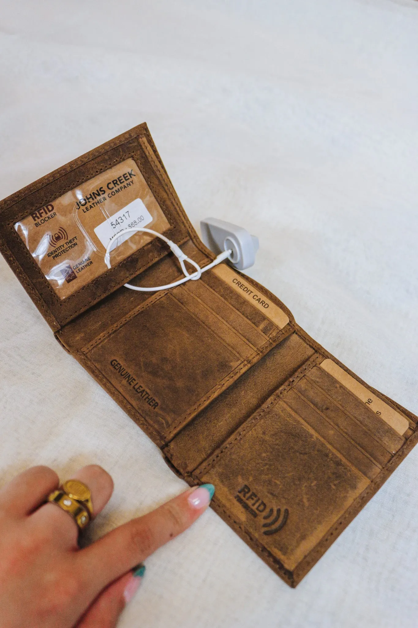 Brown Leather Trifold Wallet